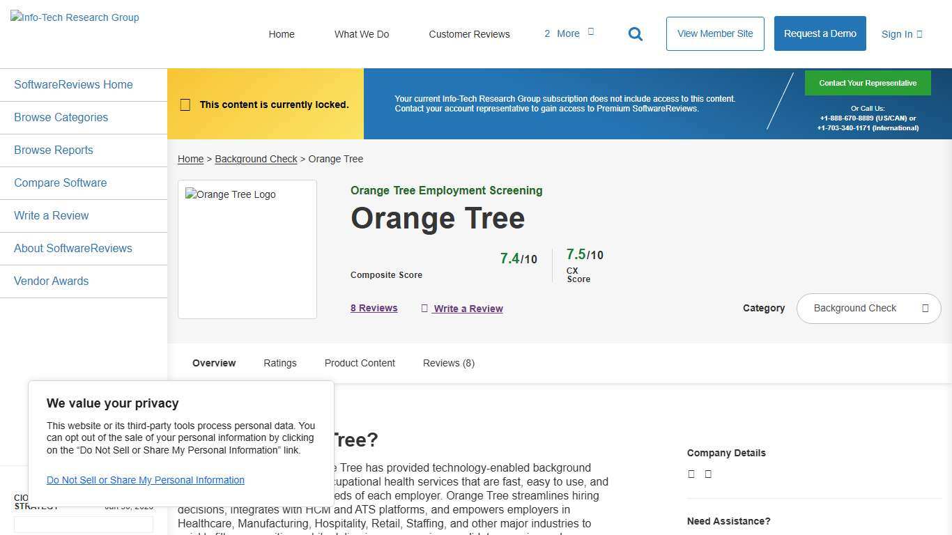 Orange Tree Customer Reviews 2026 Background Check SoftwareReviews